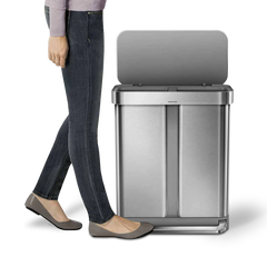 poubelle rectangulaire à pédale 58 L, avec réserve à sacs
