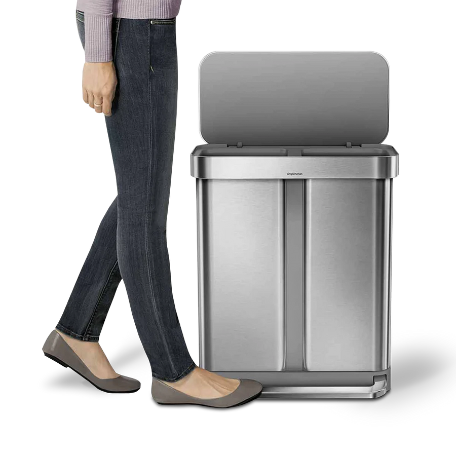 poubelle rectangulaire à  pédale 58 L, avec réserve à  sacs