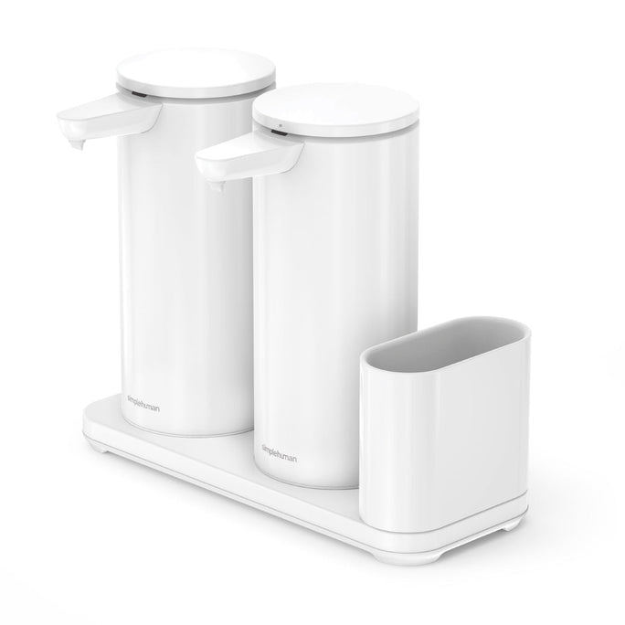 double grand distributeur de savon à  capteur + rangement pour éponge