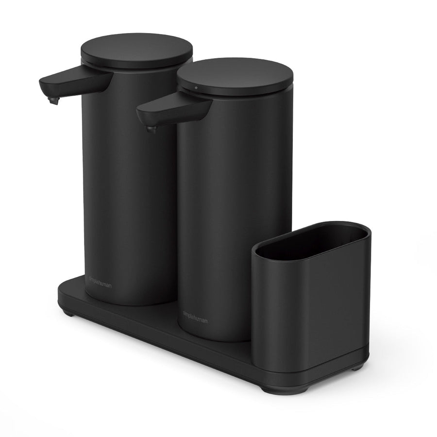 double grand distributeur de savon à  capteur + rangement pour éponge