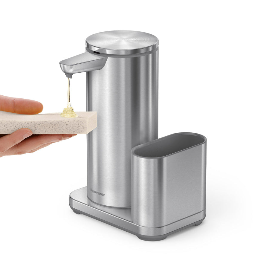 grand distributeur de savon à  capteur + rangement pour éponge