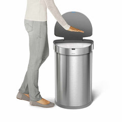 Poubelle demi-lune à capteur 45 litres + poubelle ronde à pédale 4,5 litres avec bordure grise