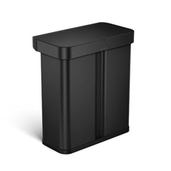 poubelle rectangulaire à capteur 58L avec deux bacs et capteur de voix et mouvement