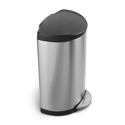 poubelle demi-lune à pédale 40 litres, avec couvercle en plastique