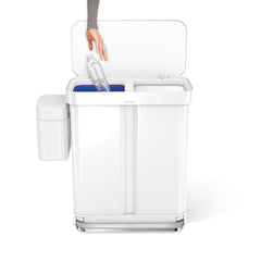 poubelle rectangulaire double compartiment à pédale 58 litres avec réserve à sacs + bac de compostage