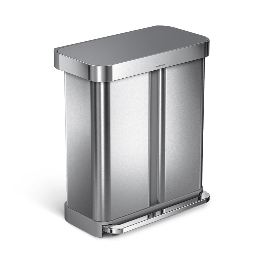 poubelle rectangulaire à  pédale 58 L, avec réserve à  sacs