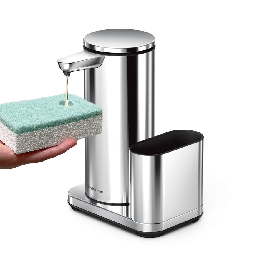 grand distributeur de savon à  capteur + rangement pour éponge