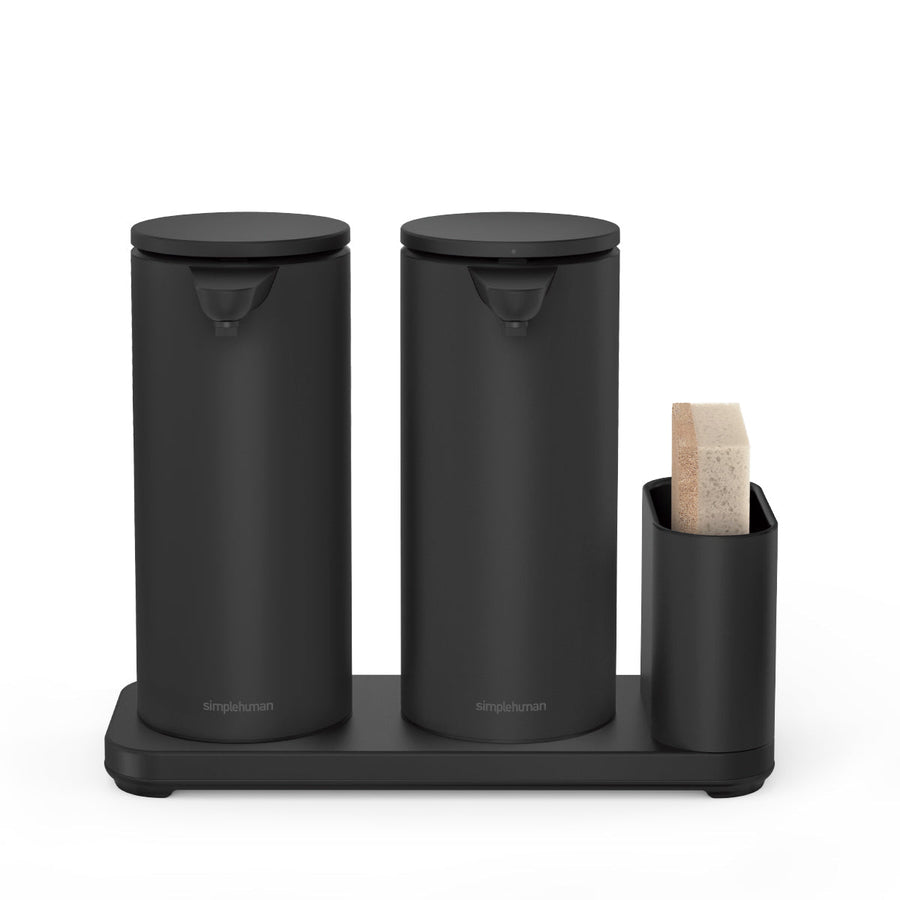 double grand distributeur de savon à  capteur + rangement pour éponge