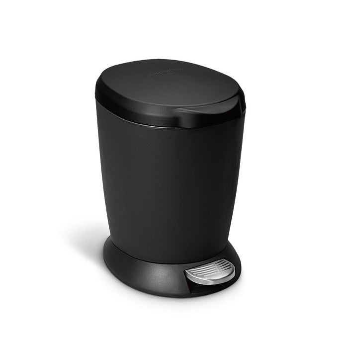 6L round plastic pedal bin - black - main image