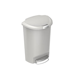 50L semi-round plastic pedal bin - stone - main image