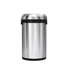 60L semi-round open bin - brushed stainless steel - front view image
