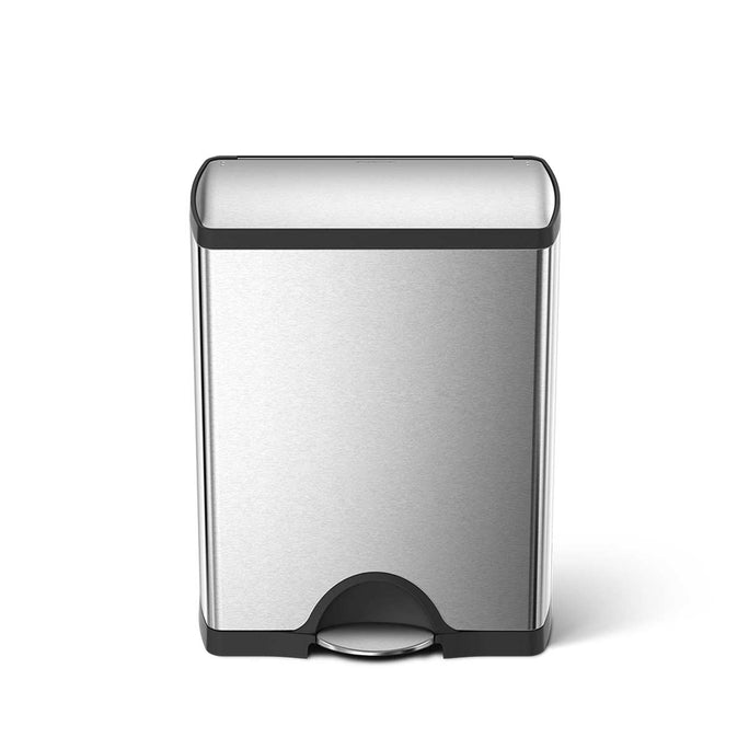 50L rectangular pedal bin - brushed stainless steel - main image