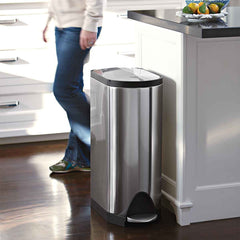 30L butterfly pedal bin - brushed finish -lifestyle in kitchen
