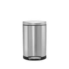 10L semi-round pedal bin - brushed finish - front view