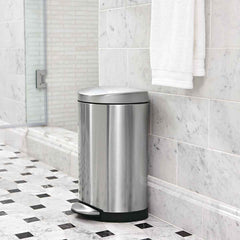 10L semi-round pedal bin - brushed finish - lifestyle bin in bathroom