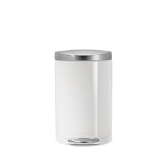 10L semi-round pedal bin - white finish with stainless steel lid - front view