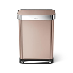 55L rectangular pedal bin with liner pocket - rose gold finish - front view image