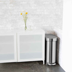 45L slim pedal bin - brushed stainless steel - lifestyle fits in tight space