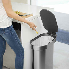 45L slim pedal bin - brushed stainless steel - lifestyle open lid image