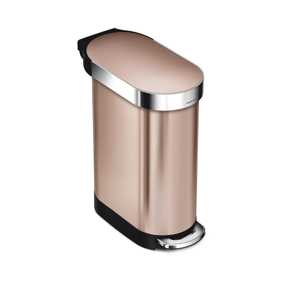 45L slim pedal bin - rose gold stainless steel - main image
