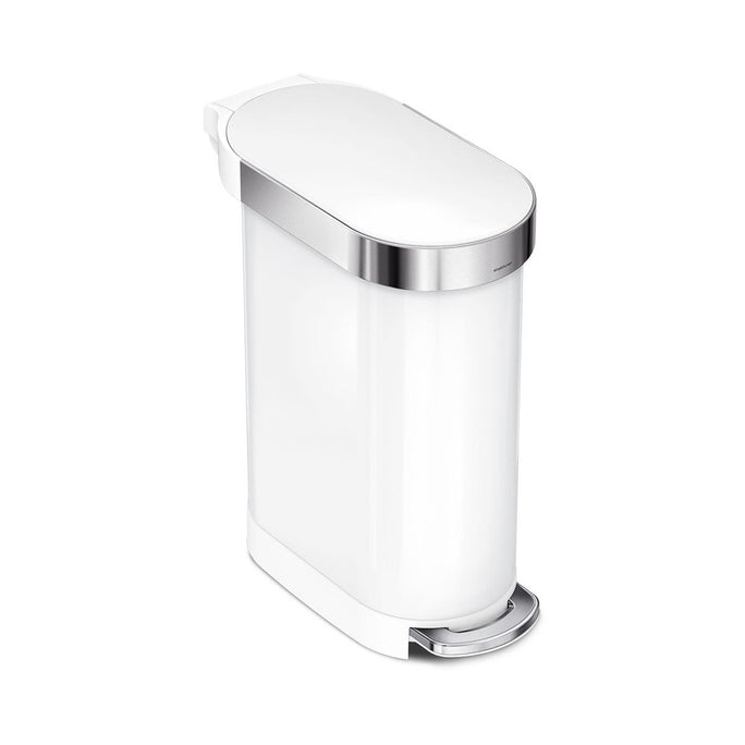 45L slim pedal bin - white steel - main image