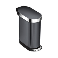 45L slim pedal bin - black stainless steel - main image