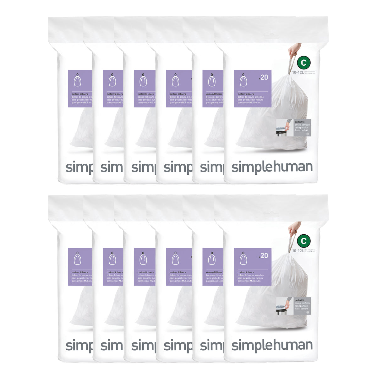 simplehuman custom fit liners code C 120 pack