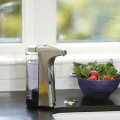 237ml sensor pump - brushed finish - lifestyle on kitchen countertop