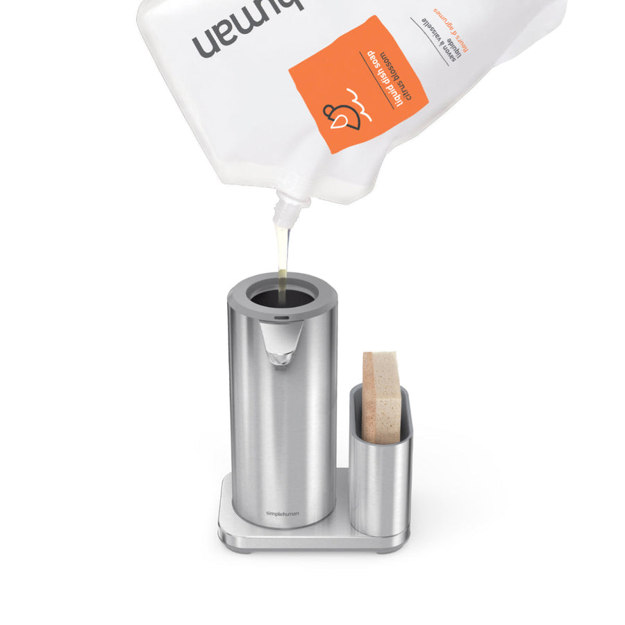 grand distributeur de savon à  capteur + rangement pour éponge