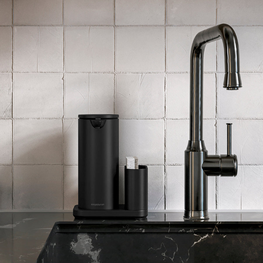 grand distributeur de savon à  capteur + rangement pour éponge