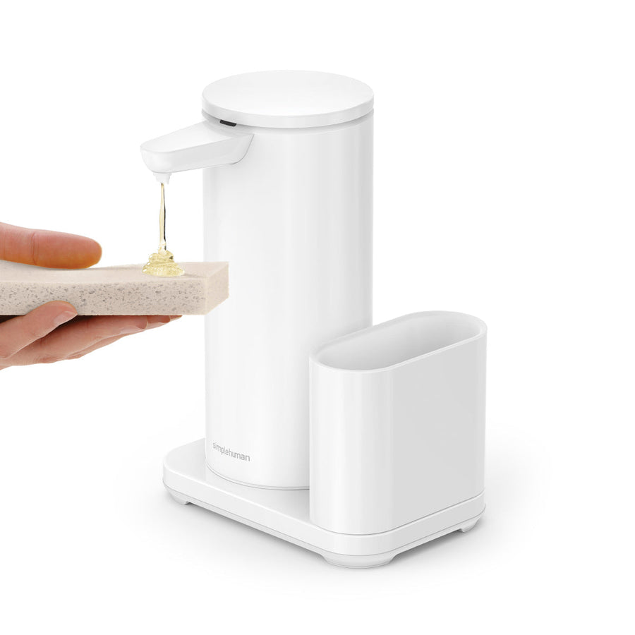 grand distributeur de savon à  capteur + rangement pour éponge