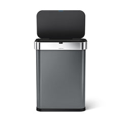 58L rectangular sensor bin with voice and motion control - black finish - lid open image